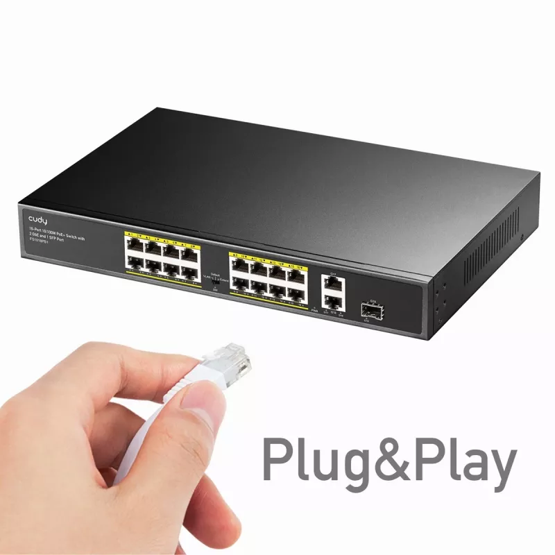 Cudy FS1018PS1 sieťový switch 18 Fast Ethernet portov PoE