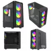 Savio Noctis Glass RGB Cube počítačová skriňa, ATX/Micro-ATX/Mini-ITX, predná strana z tvrdeného skla, RGB ventilátory, čierna