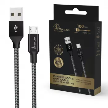 Nabíjací kábel Extralink Smart Life 15W USB-A na microUSB 100 cm PVC 5V 2,4A čierny