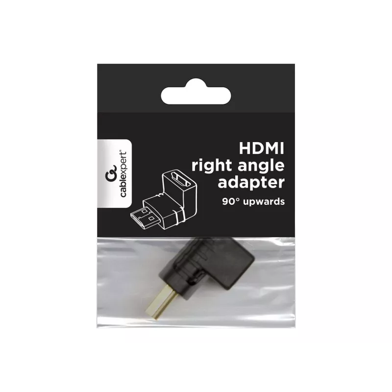 HDMI adaptér GEMBIRD A-HDMI90-FML, HDMI na HDMI, pravouhlý 90° adaptér, čierny