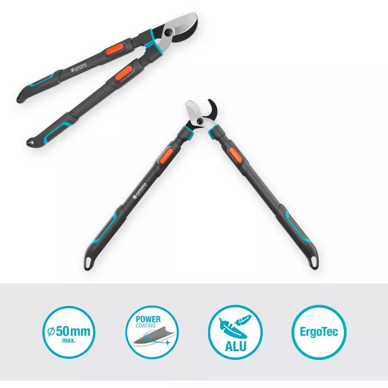 Gardena Vetvové nožnice TeleCut Pro L sivá/tyrkysová 65 cm - 90 cm (12041-88)