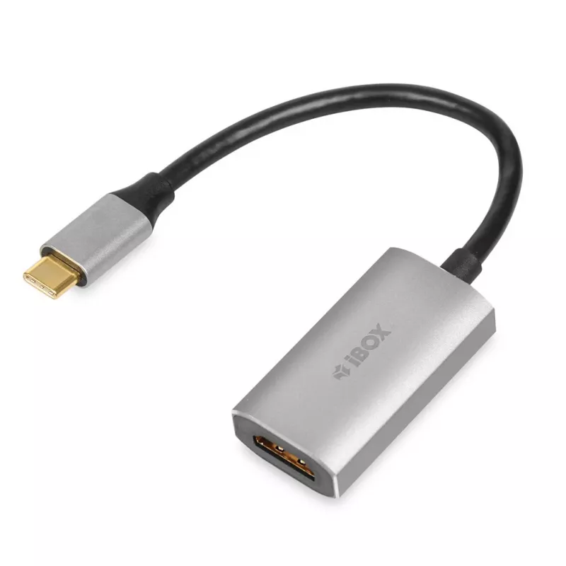 IBOX USB-C na HDMI adaptérový kábel, model IACFAK, USB-C (konektor samec) na HDMI (konektor samica), 4K 60 Hz, rovný konektor, strieborný