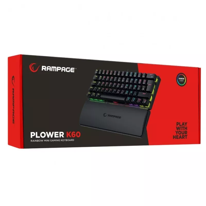 Mechanická klávesnica RAMPAGE PLOWER K60 s Blue spínačmi a RGB podsvietením