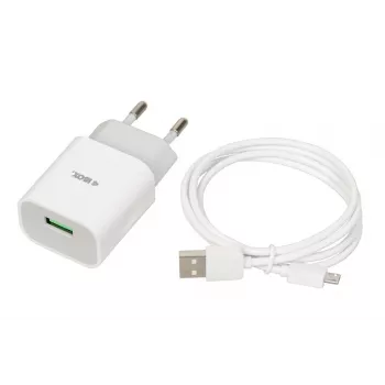 Power charger iBOX C-41 USB 2A, 1 USB port, microUSB kábel, biela