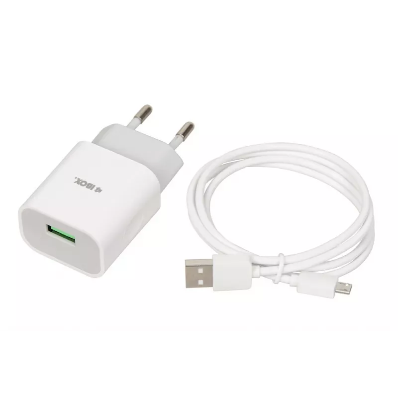 Power charger iBOX C-41 USB 2A, 1 USB port, microUSB kábel, biela