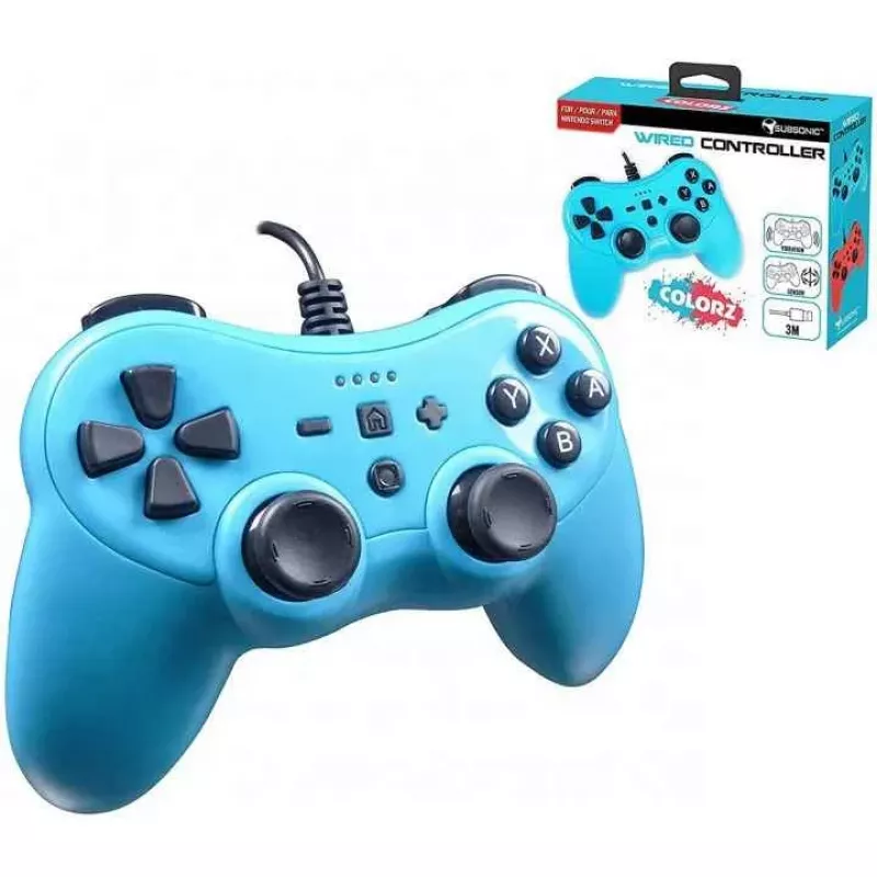 Káblový ovládač SUBSONIC SA5488-1 Neon Blue — pre Nintendo Switch, káblové pripojenie
