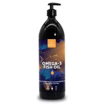 Tekutý doplnok stravy s rybím olejom POKUSA Omega-3 pre psy a mačky, 1000 ml — podpora kože, srsti a kĺbov