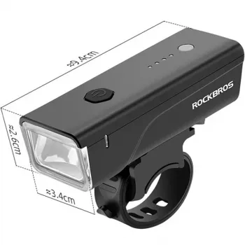 Rockbros cyklistické svetlo + USB-C - USB-A kábel 260 lm čierne