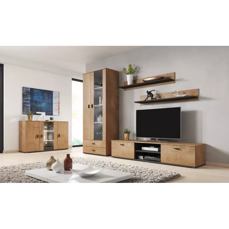 Cama sada dvoch políc 125cm SOHO dub lefkas/čierna