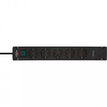 Predlžovací prívod Brennenstuhl Bremounta, 5 zásuviek, 2x USB-C, 3 m, čierny