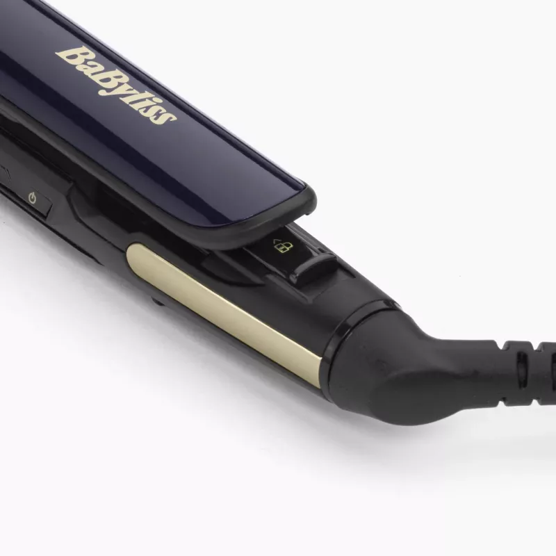 Žehlička na vlasy BABYLISS ST484E — keramické platne, Warm technológia, 230 V, 3,3 m kábel, čierna/zlatá