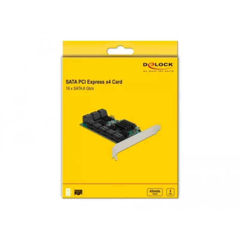 DeLOCK 16 port SATA PCI Express x4 karta 6 Gbit/s zelená sivá