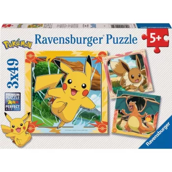 Puzzle Ravensburger Pikachu, Glurak a Evoli — 147 dielikov, od 5 rokov, 210 × ? mm