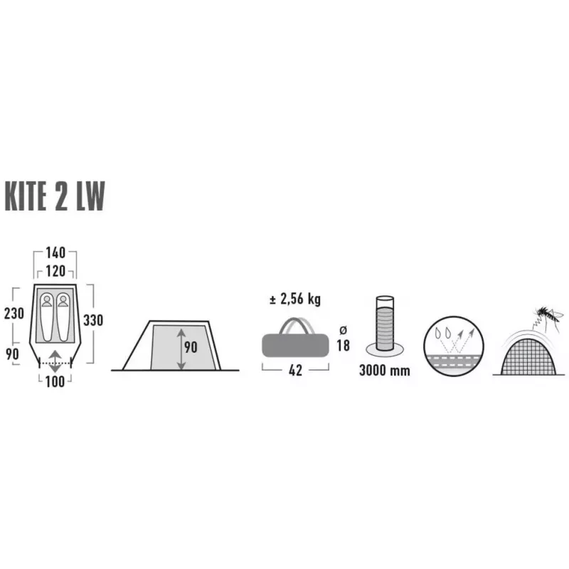 High Peak Kite 2 extra ľahký kupolový stan 2 osoby zelená, červená