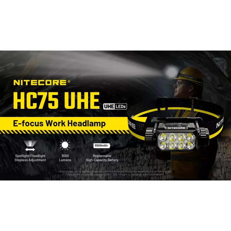 Čelová lampa H-Series 3000 LUMEN / HC75 Uhe Nitecore