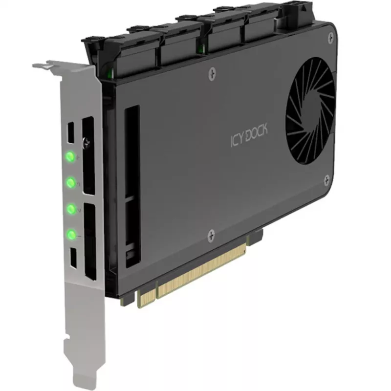 Adaptérová karta 4 x M.2 NVMe SSD Mobile Rack, Icy Dock MB204MP-B