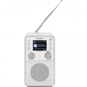 Digitálne rádio TECHNISAT DigitRadio 317 biele — príjem FM a DAB+, kompaktný stolný dizajn