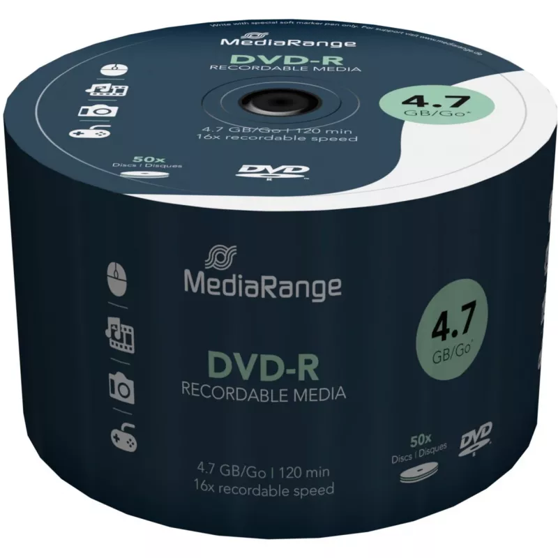 MediaRange - 50 x DVD-R - 4,7GB (120 min.) 16x - Spindle (MR444)