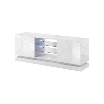 TV skrinka cama meble QIU 160 — MDF biela lesklá, 1600×420×570 mm
