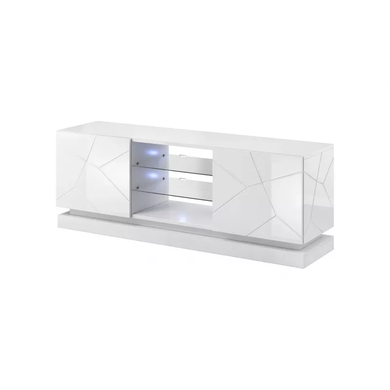 Cama Meble QIU 160 TV skrinka, MDF, biela lesk