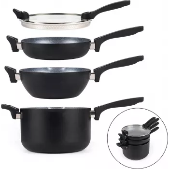 Sada hrncov Russell Hobbs RH01840EU7 – 4-dielna stohovateľná, metalická mramorovaná