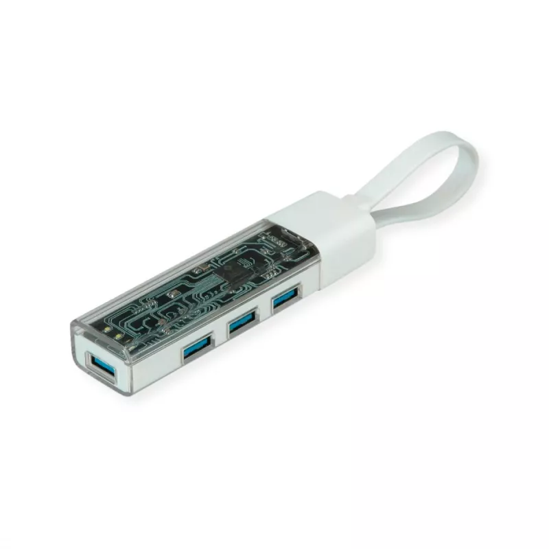 ROLINE mobilný USB 3.2 Gen 1 hub, 4-portový, Type-A+C pripojovací kábel