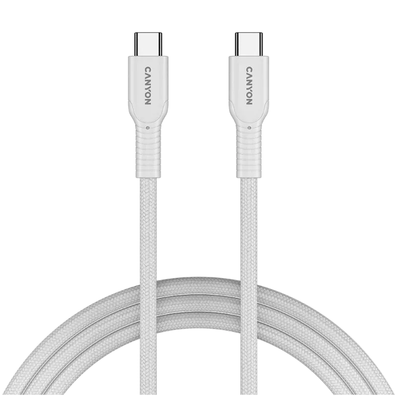 CANYON kábel OnWire 60CL C-C 60W COLOR pletený 1m biely