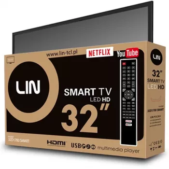 32 inch LIN 32D1700 SMART LED TV, HD‑Ready 1366x768, DVB‑T2, Wi‑Fi, 2×HDMI, 2×USB, 81,3 cm