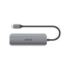 USB hub Unitek P5+ — 5 portov (4 × USB 3.2 Gen 2 Type-A), USB 3.2 Gen 1 host, 5 Gbit/s, 10 W PD, hliník, sivý