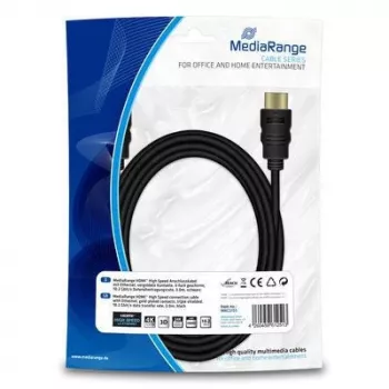 MediaRange - HDMI kábel s Ethernetom - HDMI konektor na HDMI konektor - 3,0m - trojitá izolácia - čierny - okrúhly, podpora 4K (MRCS155)