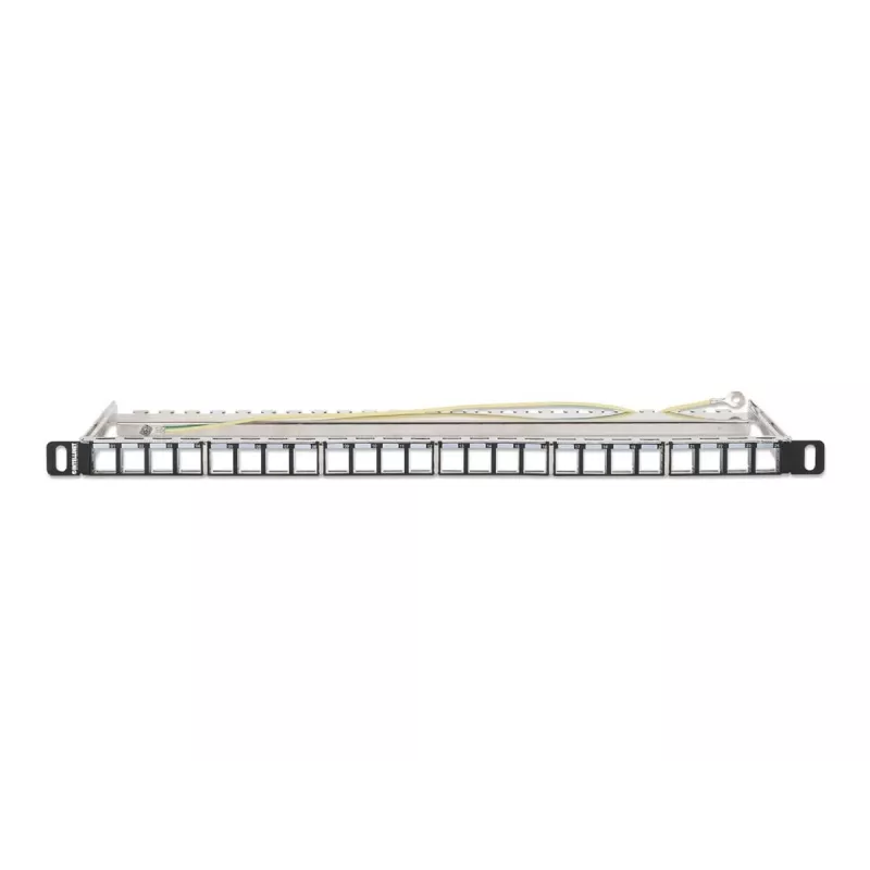 Prázdny Keystone patch panel Intellinet 721011, 24-portový, 0,5U, tienený, 19 palcov