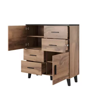 Cama komoda LOTTA 110 2D4S wotan dub/matná čierna