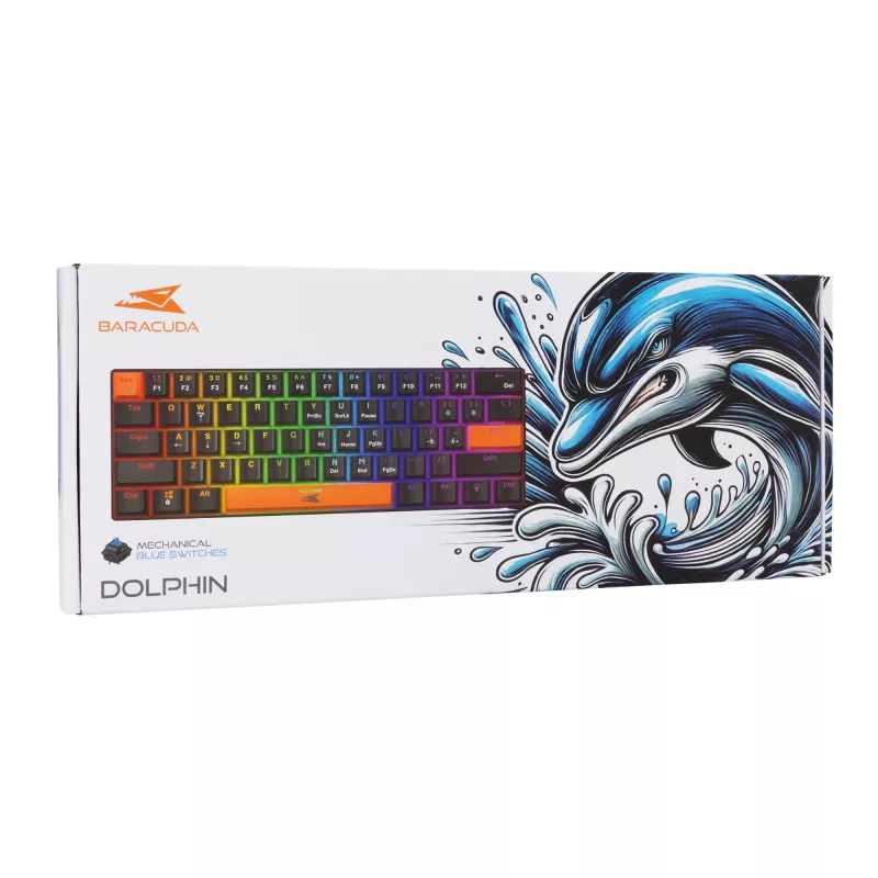 Mechanická klávesnica Baracuda Dolphin čierna US rozloženie s Blue spínačmi