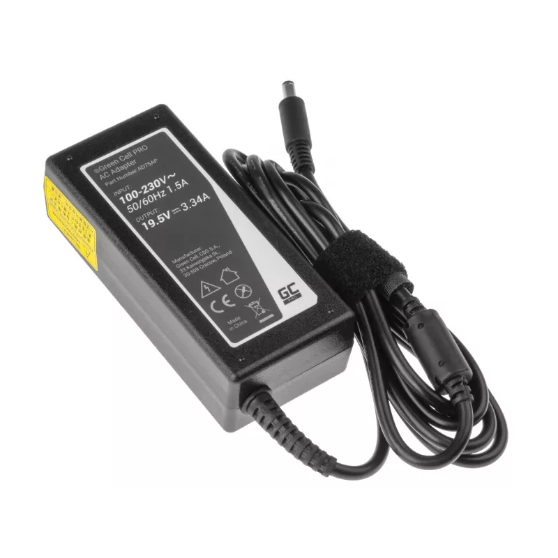 Napájací zdroj Green Cell AD75AP 65W 19,5V 3,34A pre Dell notebooky, interiér, čierny
