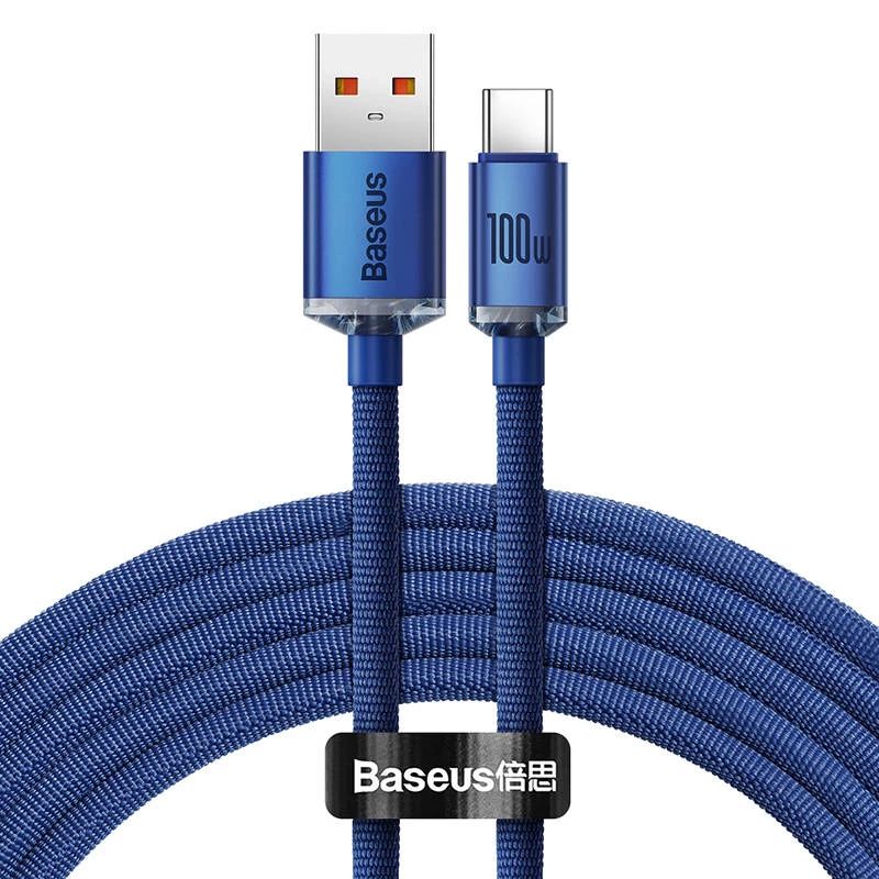 Baseus Crystal Shine kábel USB na USB-C, 100W, 2m (modrý)