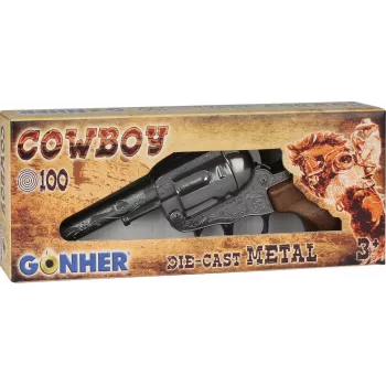 Kovový kovbojský hračkársky revolver Gonher 8-ranný model 239842