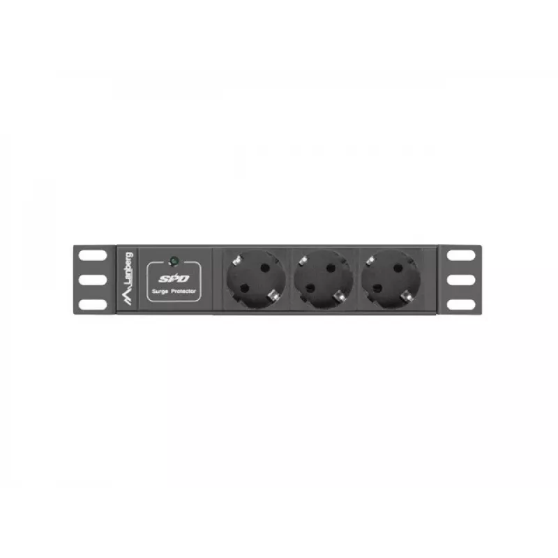 Lanberg PDU-03F-0200-BK napájací rozbočovač (PDU) 1U čierny 3 AC výstupy (PDU-03E-0200-IEC-BK)