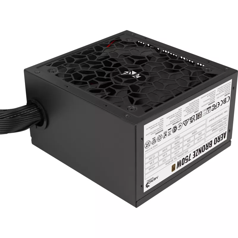 Aerocool AERO BRONZE 750W V2 zdroj ATX ACPB-AR75AEC.12, 80 PLUS Bronze, aktívny PFC, čierny