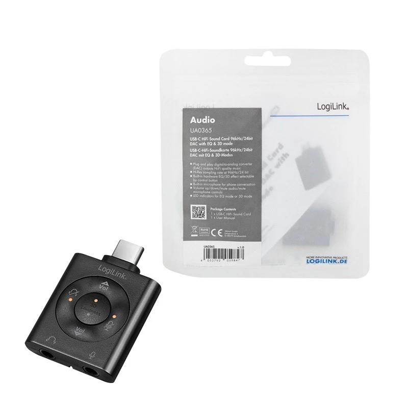 USB3.2 audio adaptér USB-C/samec na 2x 3,5-mm samica 7.1