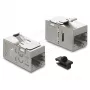 Delock 90757 spojka modulu Keystone RJ45 samica na RJ45 samicu, Cat.6A, tienená, s kovovou západkou a klipom
