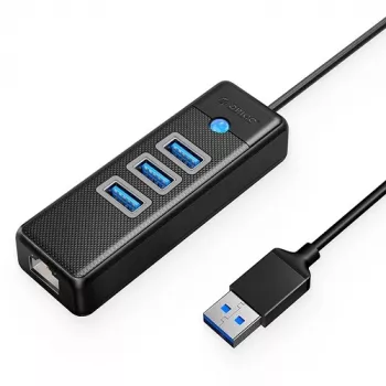 USB hub ORICO PW3UR-U3 3-port s RJ45 Ethernet portom