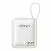Vention FHEN0 Powerbanka, 10000 mAh, 35 W, vstavaný kábel USB-C, béžová