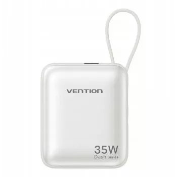 Vention FHEN0 Powerbanka, 10000 mAh, 35 W, vstavaný kábel USB-C, béžová