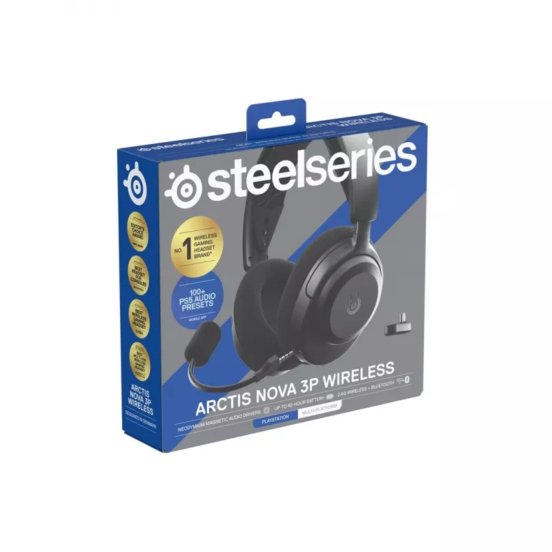 SteelSeries Arctis Nova 3P Wireless bezdrôtový herný headset, Bluetooth/2,4 GHz, čierny