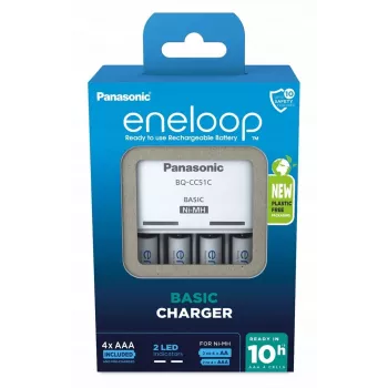 Nabíjačka batérií PANASONIC Eneloop Basic BQ-CC51 + 4x AAA 800 mAh (K-KJ51MCD04E)