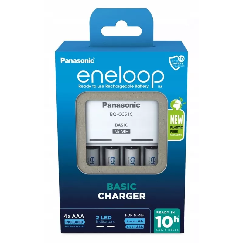 Nabíjačka batérií PANASONIC Eneloop Basic BQ-CC51 + 4x AAA 800 mAh (K-KJ51MCD04E)