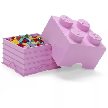 Storage Brick LEGO Room Copenhagen 4, ružová — LEGO úložná kocka 40031738, stohovateľná nádoba na hračky a textil