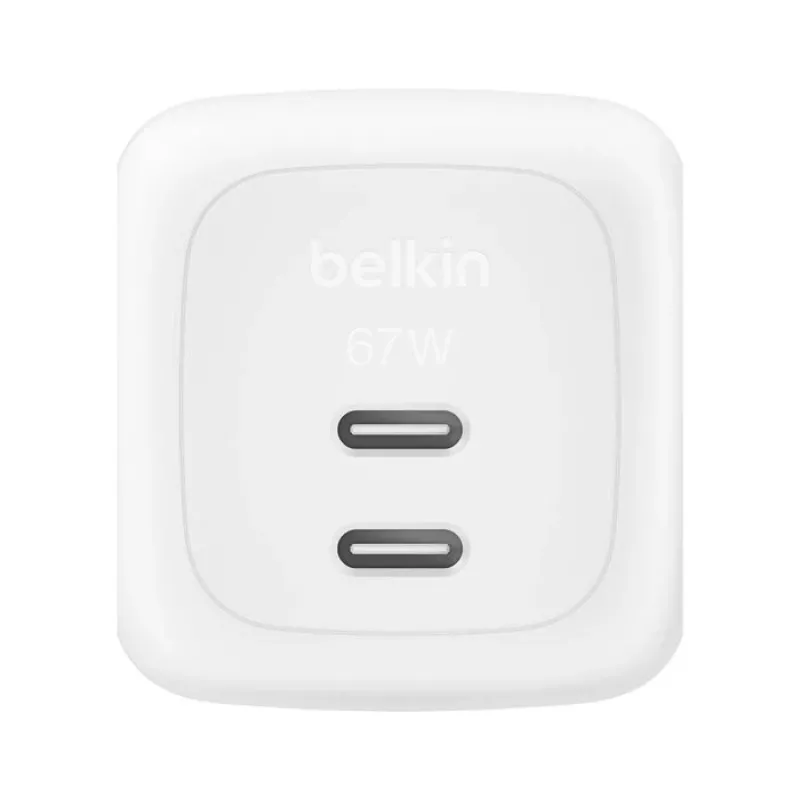 Interiérová AC rýchlonabíjačka Belkin WCH020KQ2MWH-B6 – 2x USB-C, 2 m integrovaný kábel, biela