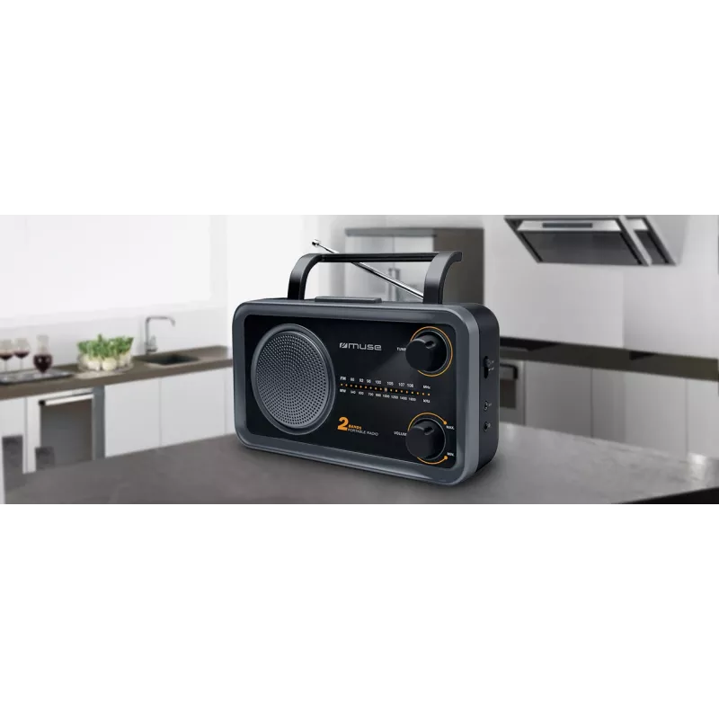 Muse | 2-pásmové prenosné rádio | M-06DS | AUX vstup | sivá