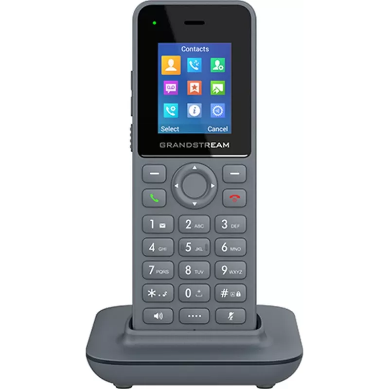 Grandstream DP725 bezdrôtové DECT HD slúchadlo, 1,8-palcový farebný TFT displej, 20 SIP účtov/liniek, push-to-talk, sivé